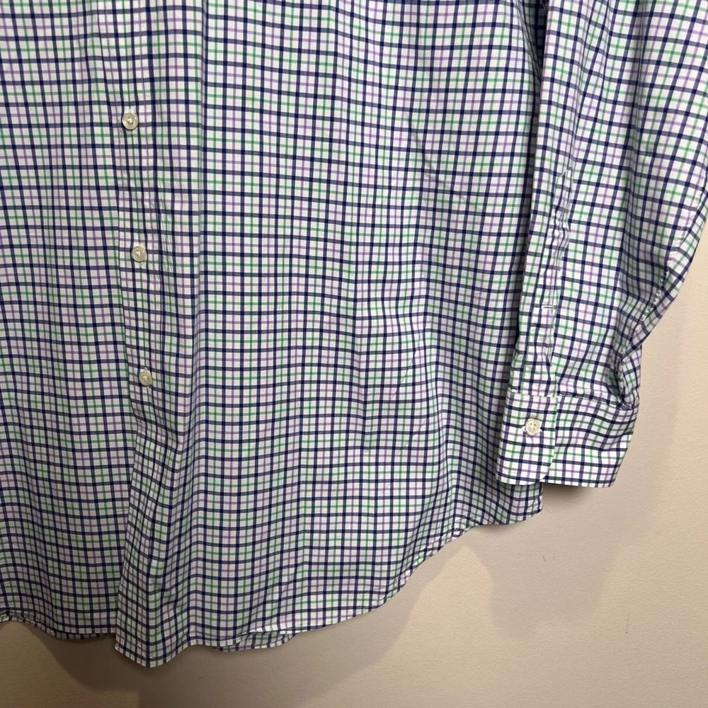 Polo Ralph Lauren Button Down Shirt Tall Fit Cotton Mens 2XLT Blue Green Check